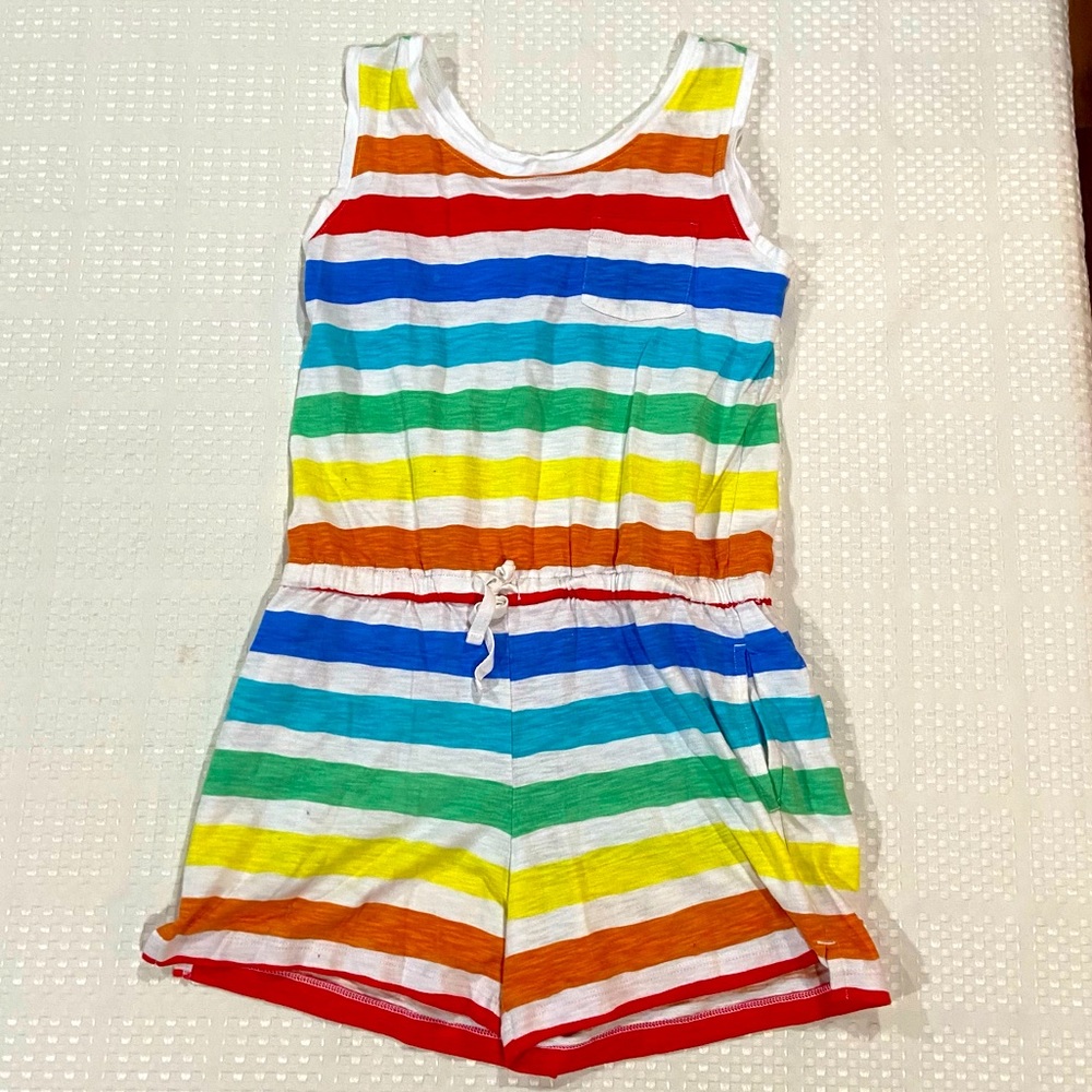 Primary Rainbow Stripe Romper
